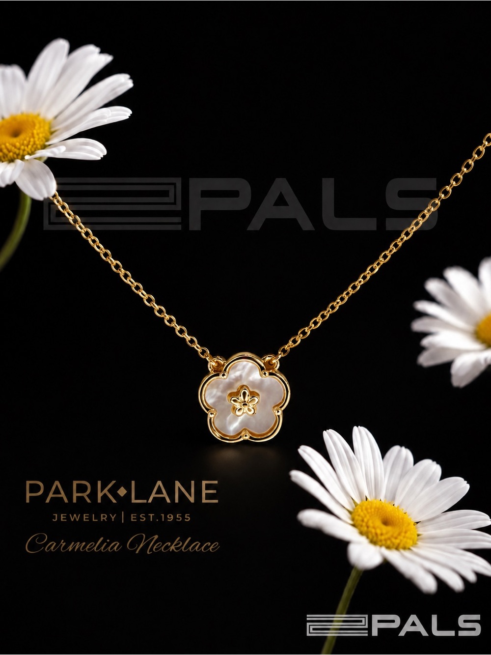 Park Lane Women’s Carmelia Necklace Gold Tone Mother of Pearl Floral Pendant NWT